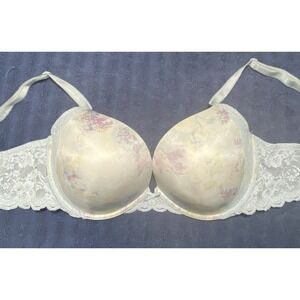 Victoria's Secret Dream Angels Push Up Bra Blue Bow Front Lace Sexy Sz 38D